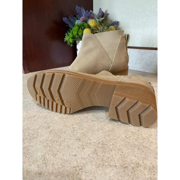 New Sorel Womens Tan Cate Chelsea Ankle Booties Size 7.5 With Block Heel - Picture 5 of 7